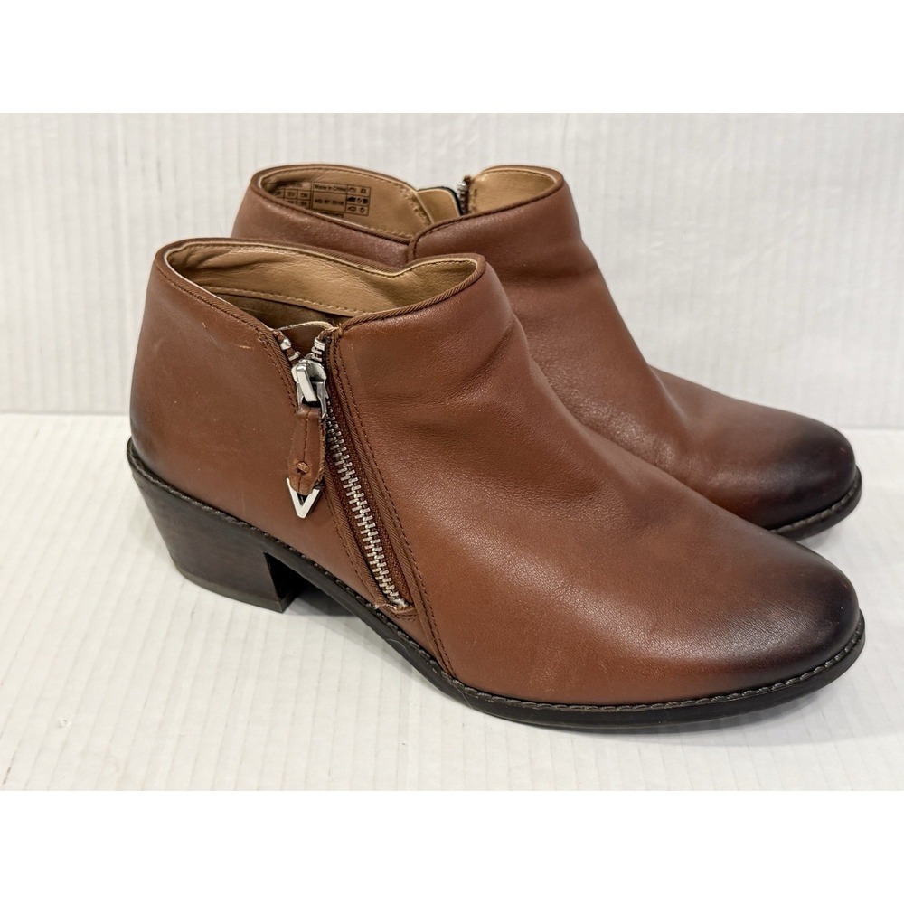 Vionic Jolene size 7 zip ankle bootie brown excellent Comfort